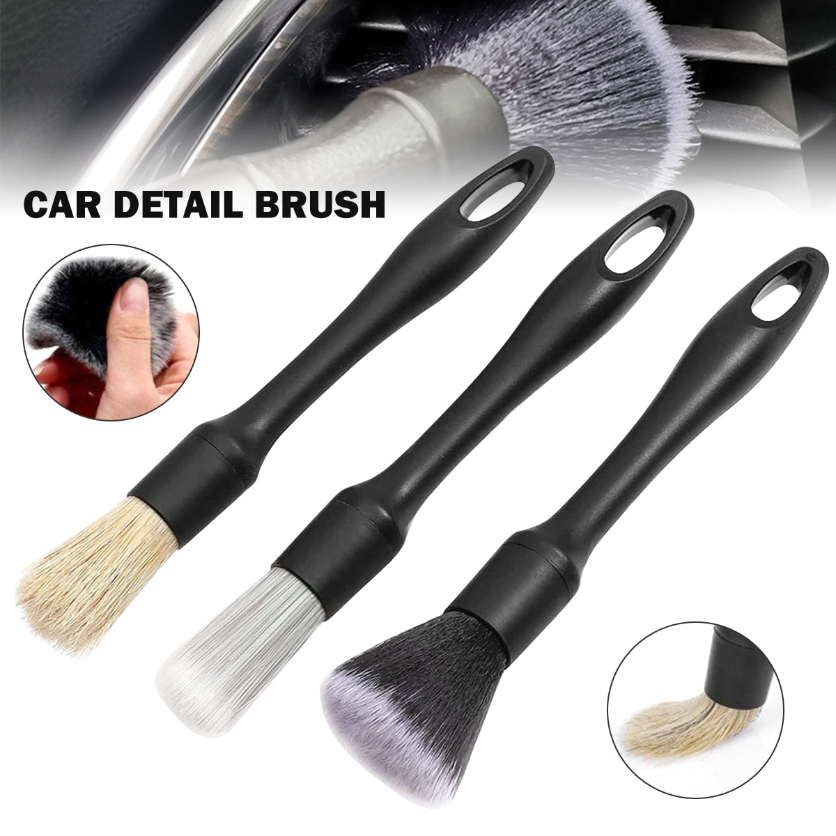 Color: White - Car Detailing Brush Set Car Cleaning Brushes Sponges Towels For Car Air Vents Rim Cleaning Dirt Dust Clean Tool Wash Accessories