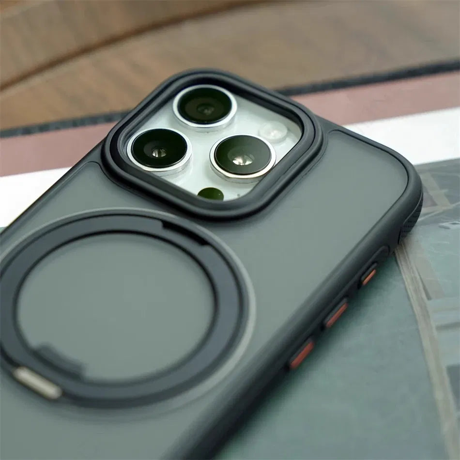 Color: Blue, Material: Pvc - 360?° Rotation Ring Stand Magnetic Case For Iphone 13 14 15 16 17 Pro Max 16e Matte Military Shockproof Armor Cover For Magsafe