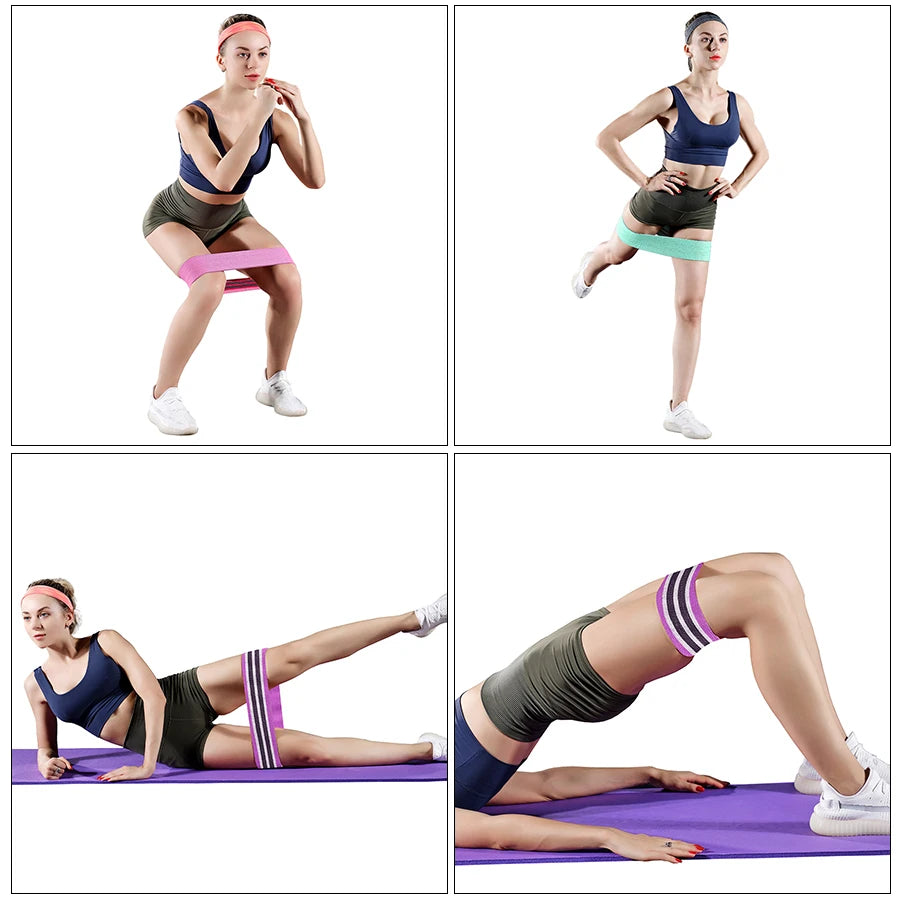 Color: Green - Fabric Resistance Hip Booty Bands Glute Thigh Elastic Workout Bands Squat Circle Stretch Fitness Strips Loops Yoga Gym Equipment