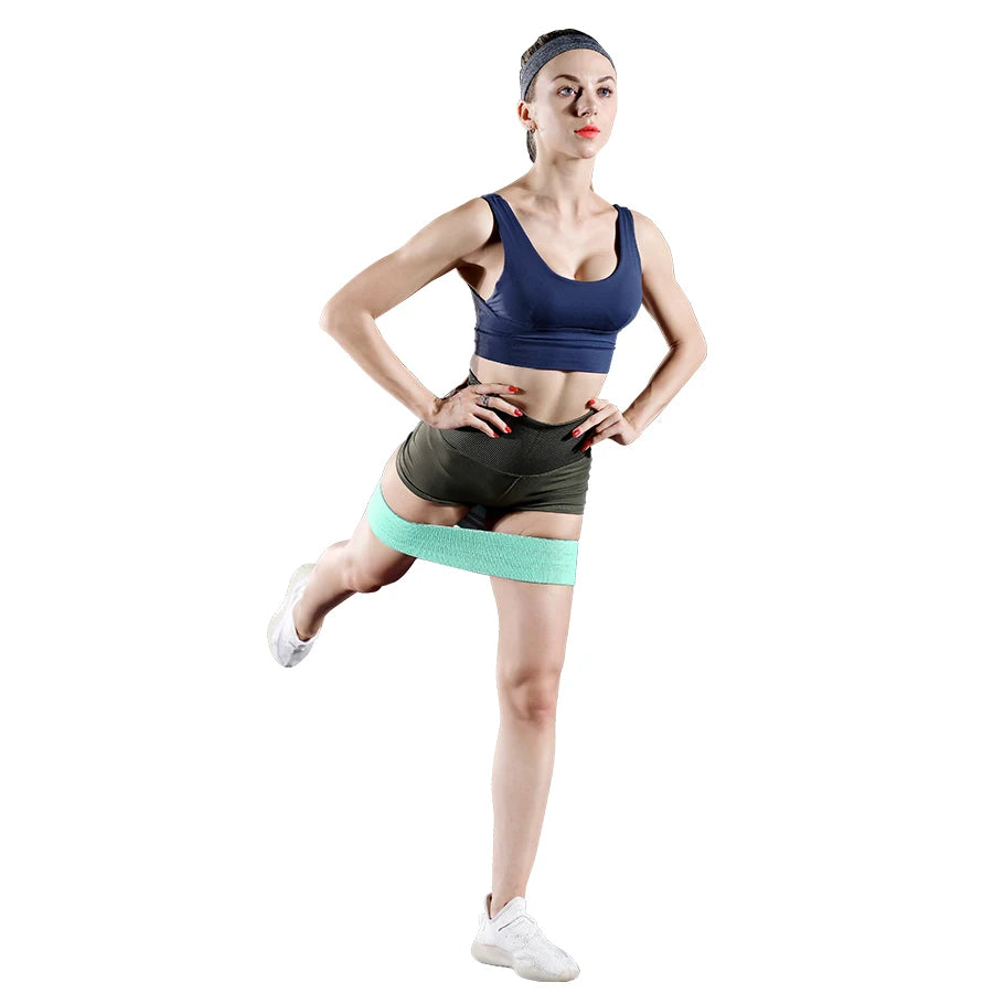 Color: Green - Fabric Resistance Hip Booty Bands Glute Thigh Elastic Workout Bands Squat Circle Stretch Fitness Strips Loops Yoga Gym Equipment