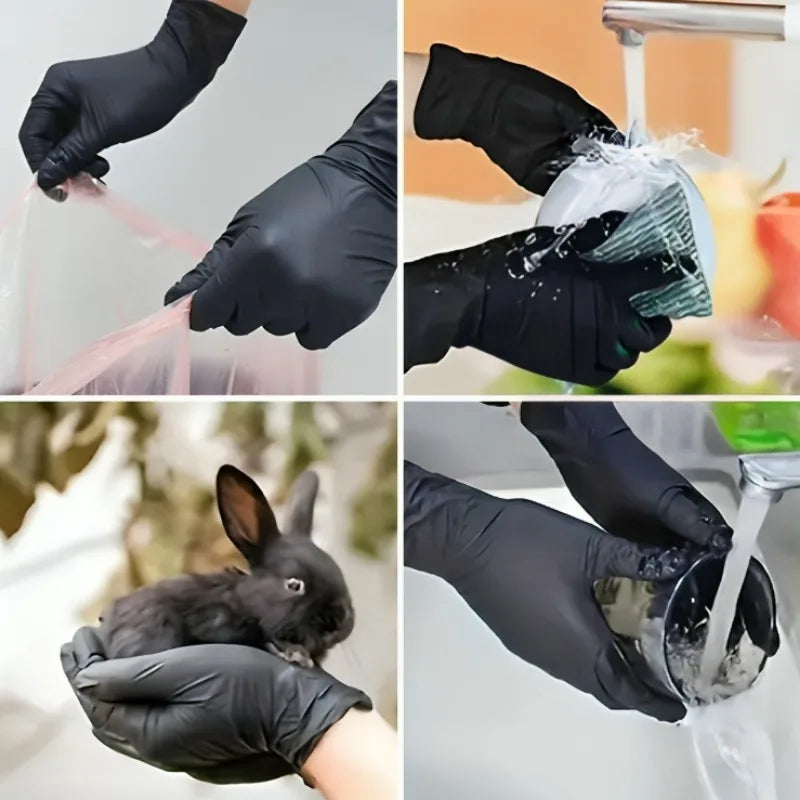 Color: Black, Size: S - 20/50/100pcs Disposable Black Nitrile Gloves For Household Use Latex Free Powder Free Cleaning Gloves Tattoo Hairdressing Tools