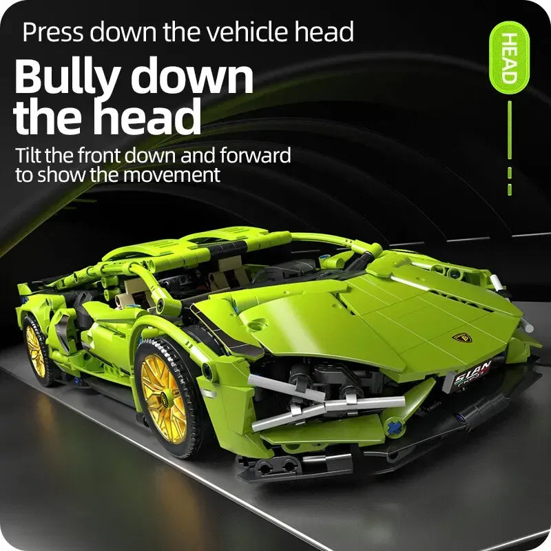 Color: White - Technical Racing Sport Car 1280pcs Model Building Blocks City Mechanical Speed Vehicle Supercar Brick Puzzle Toys Kid Adult Gift
