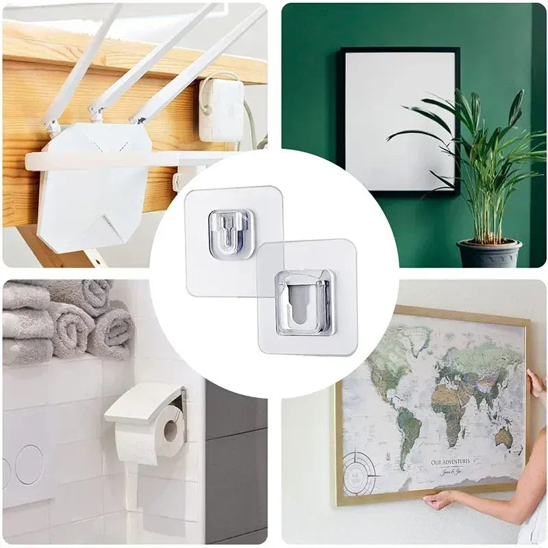 Color: Dark Gray - Double-sided Adhesive Wall Hooks Hanger Strong Transparent Suction Cup Sucker Hooks Kitchen Bathroom Storage Plug Socket Holders