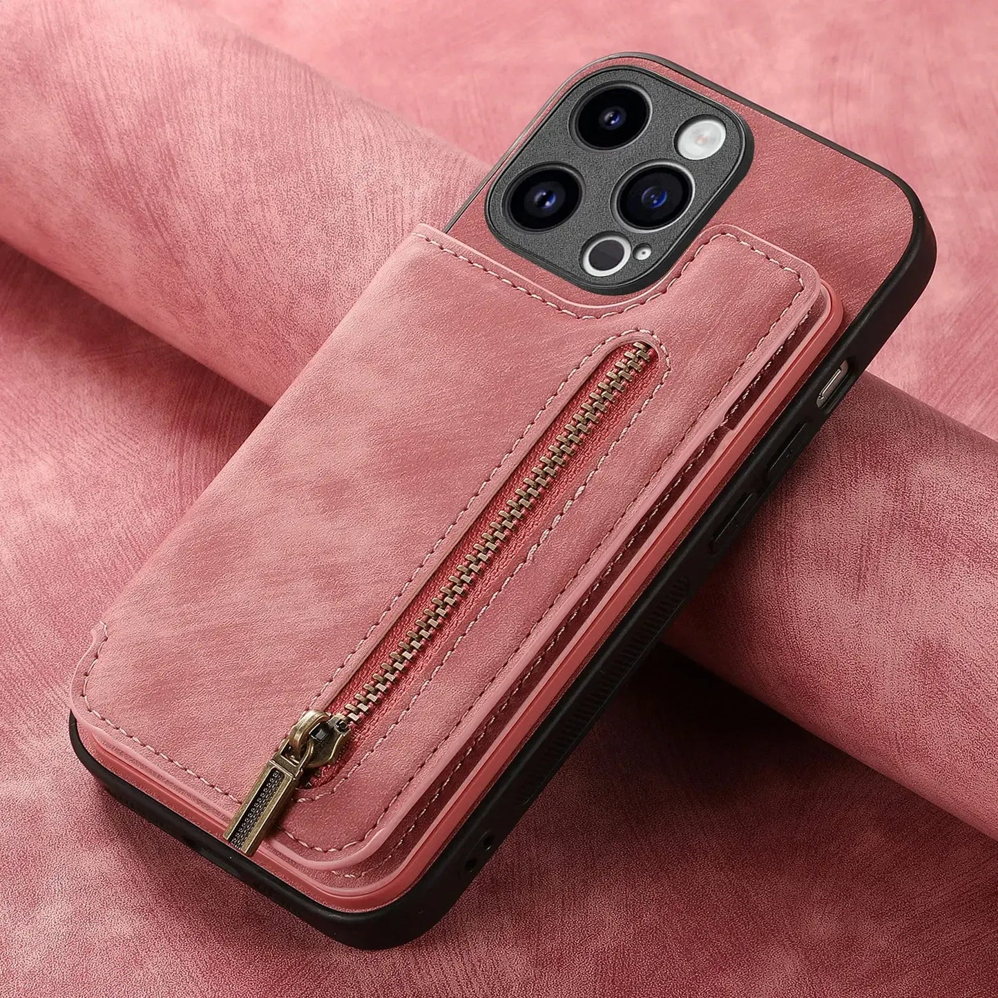 Color: Blue, Material: Pvc - Leather Zipper Wallet With Card Holder Phone Case For Iphone 15 14 11 Pro Max 13 12 Mini X Xr Xs Max 8 7 Plus Shockproof Cover