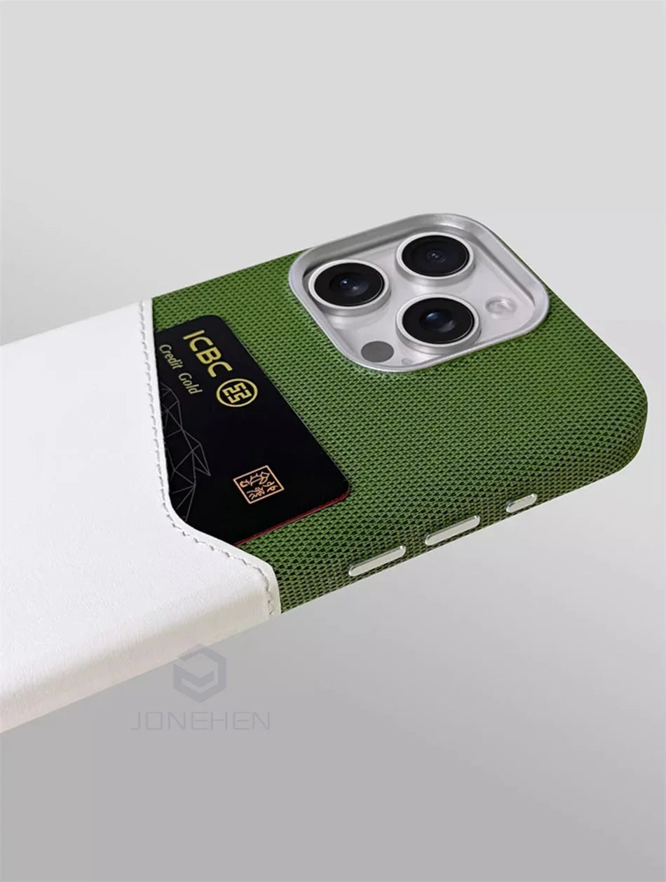 Color: Brown, Material: Plastic - For Magsafe Card Holder Leather Case For Iphone 16 15 13 12 17 Pro Max 14 Plus Pocket Wireless Charge Alloy Lens Magnetic Cover