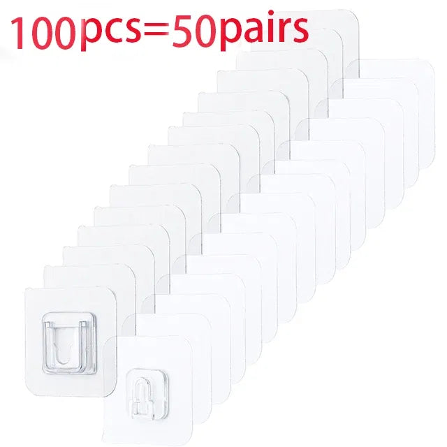 Double-sided Adhesive Wall Hooks Hanger Strong Transparent Suction Cup Sucker Hooks Kitchen Bathroom Storage Plug Socket Holders