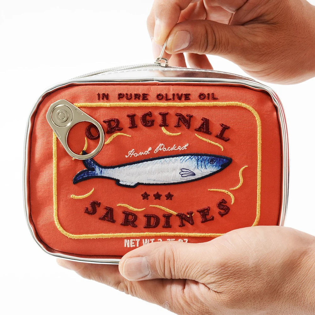 Color: Gray - Canned Sardines Style Bath Travel Bag Cute Toiletry Bag Creative Fashion Women Cosmetic Bag Multi-function For Weekend Vacation