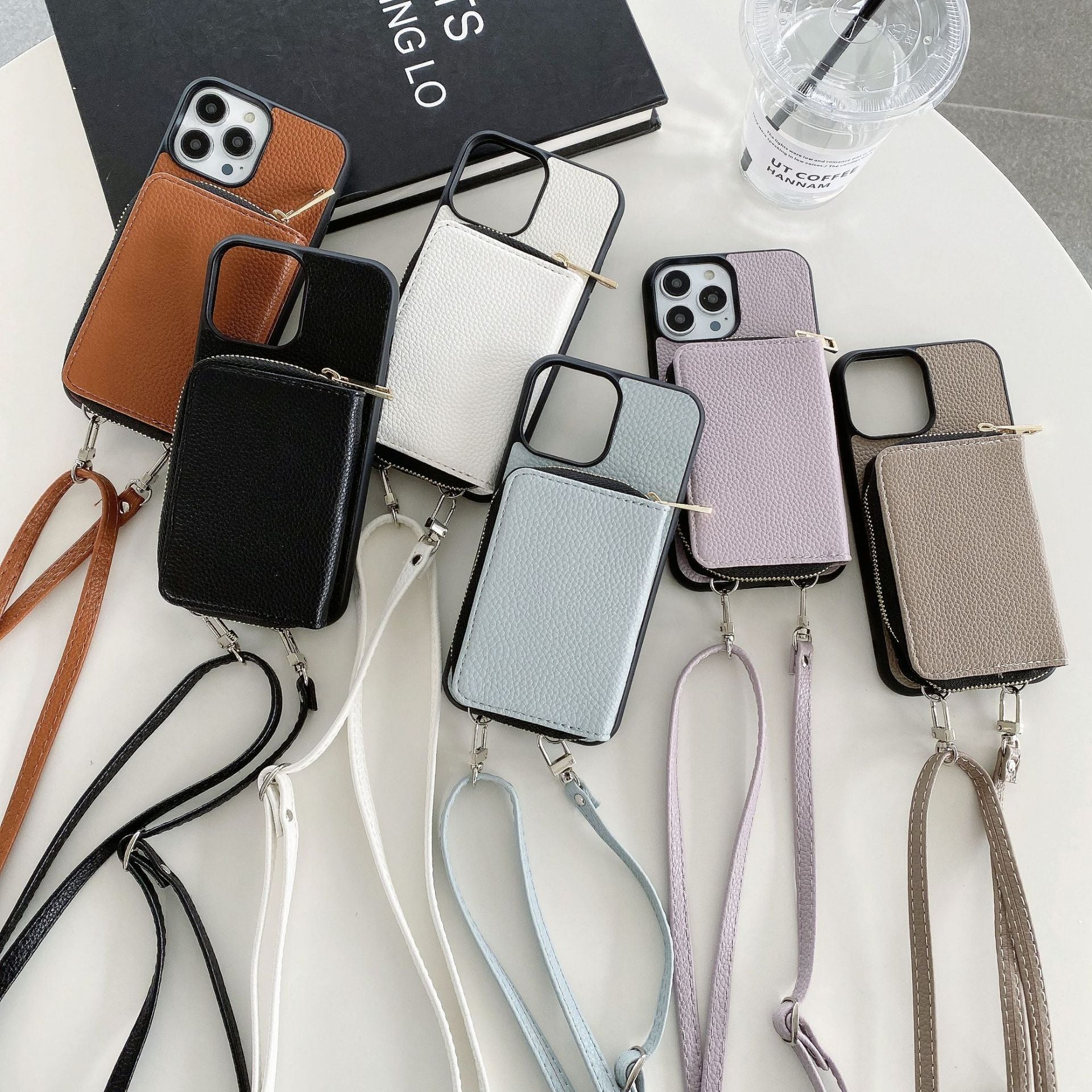 Material: Tpu, Color: Green - Zipper Wallet Phone Case For Iphone 16 15 14 13 12 Mini 11 Pro Xs Max X Plus Card Slot Holder Crossbody Lanyard Leather Cover