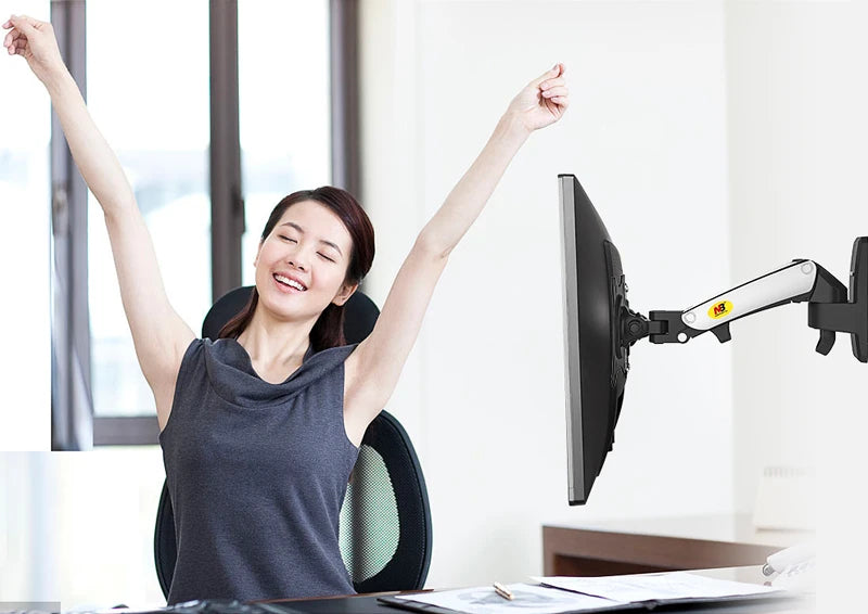 Color: White, Ships From: Ukraine - Nb F120 17-27" Aluminum Gs Gas Spring 360 Rotate Full Motion Tv Wall Mount Bracket Lcd Monitor Wall Mount Stand Screen Holder