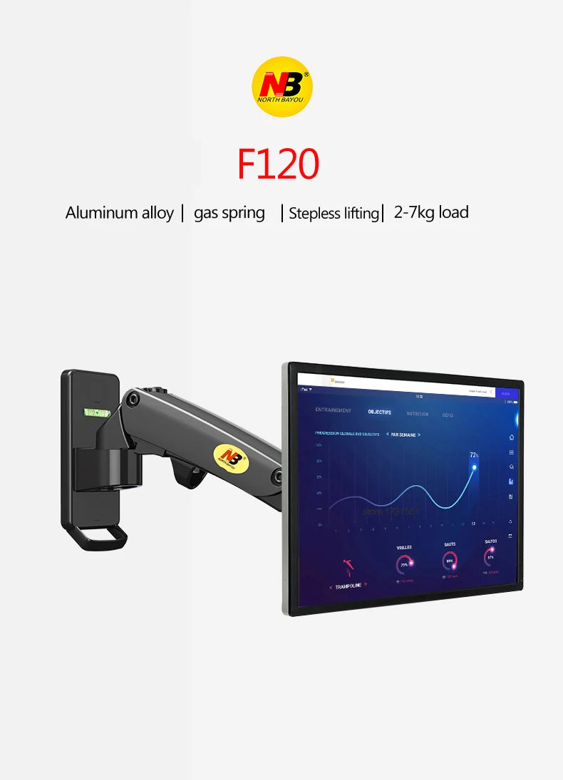 Color: White, Ships From: Ukraine - Nb F120 17-27" Aluminum Gs Gas Spring 360 Rotate Full Motion Tv Wall Mount Bracket Lcd Monitor Wall Mount Stand Screen Holder