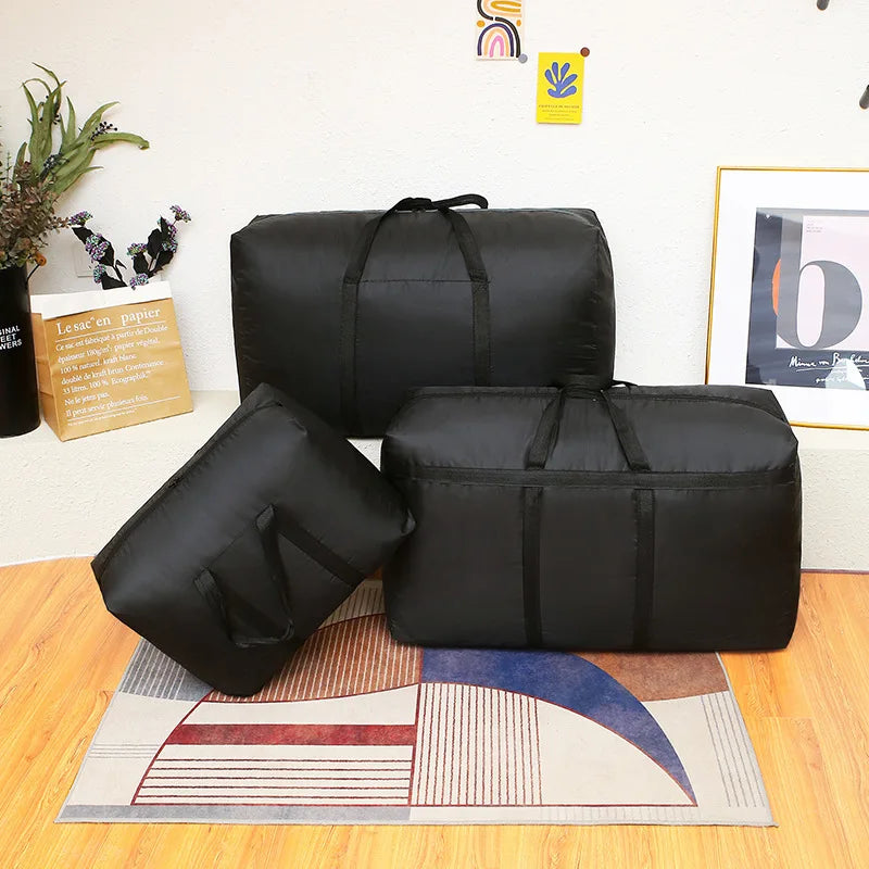 Color: Orange - Super Large Capacity Travel Duffel Bag Foldable Luggage Travel Bag Waterproof Polyester Organizer Cloth Quilt Storage Bag