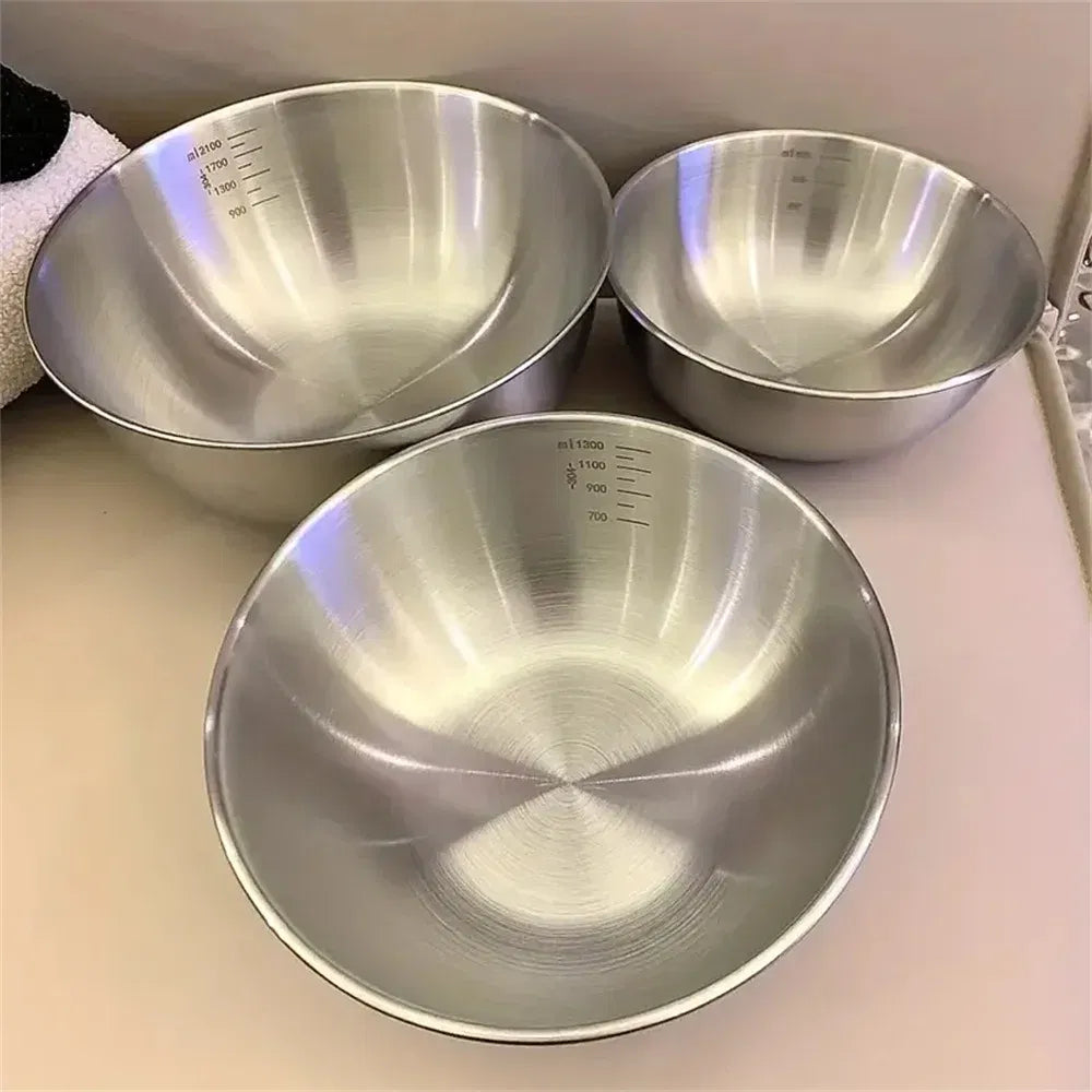 Color: Pink - 1-3 Stainless Steel Bowl Set With Scale For Cooking Baking Food Storage Large Capacity Mixing Bowls For Home Kitchen Essentials