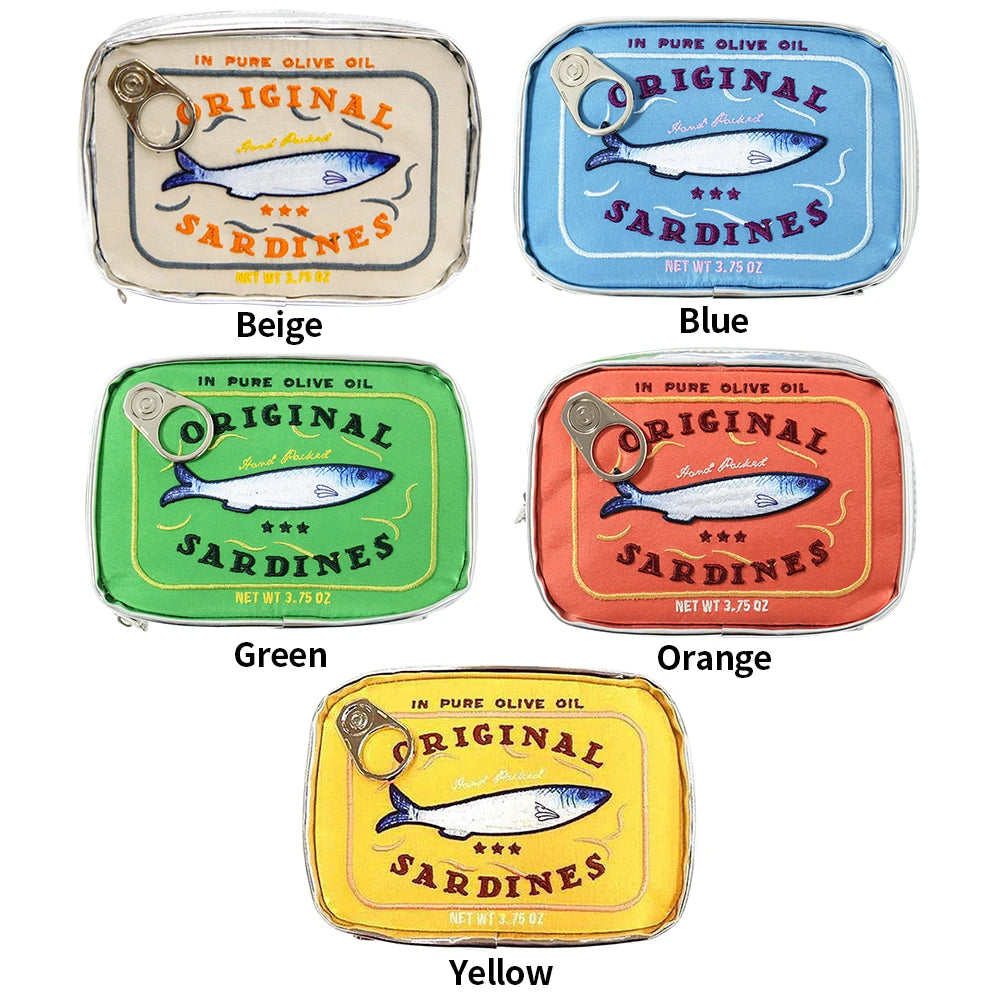 Color: Gray - Canned Sardines Style Bath Travel Bag Cute Toiletry Bag Creative Fashion Women Cosmetic Bag Multi-function For Weekend Vacation