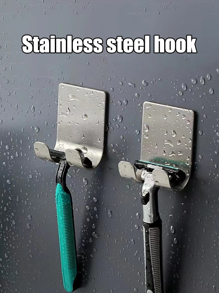 Color: Dark Gray - Punch-free Razor Holder, Storage Hook, Space Aluminum Multi-purpose Bathroom Accessories