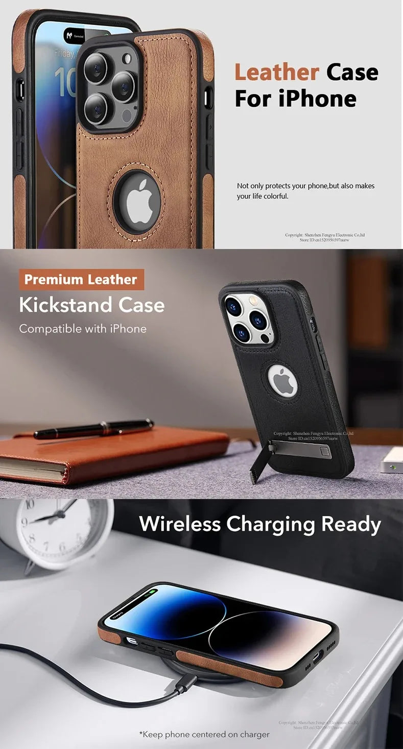 Color: Beige, Material: Neoprene - Pu Leather Kickstand Phone Cases For Iphone 15 Pro Max 14 Plus 11 13 12 Mini Mobile Case With Holder Luxury Slim Shell Cover