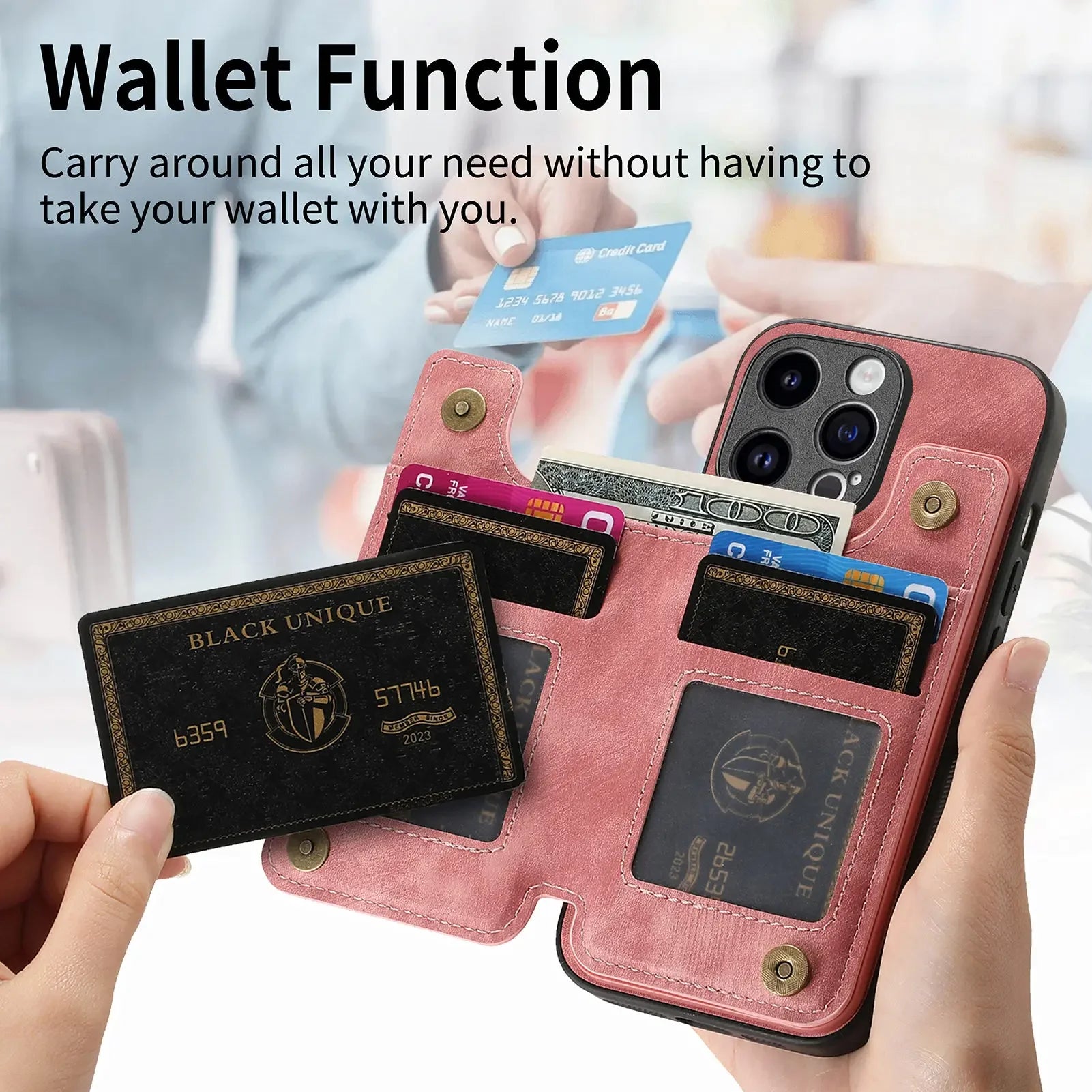 Color: Blue, Material: Pvc - Leather Zipper Wallet With Card Holder Phone Case For Iphone 15 14 11 Pro Max 13 12 Mini X Xr Xs Max 8 7 Plus Shockproof Cover