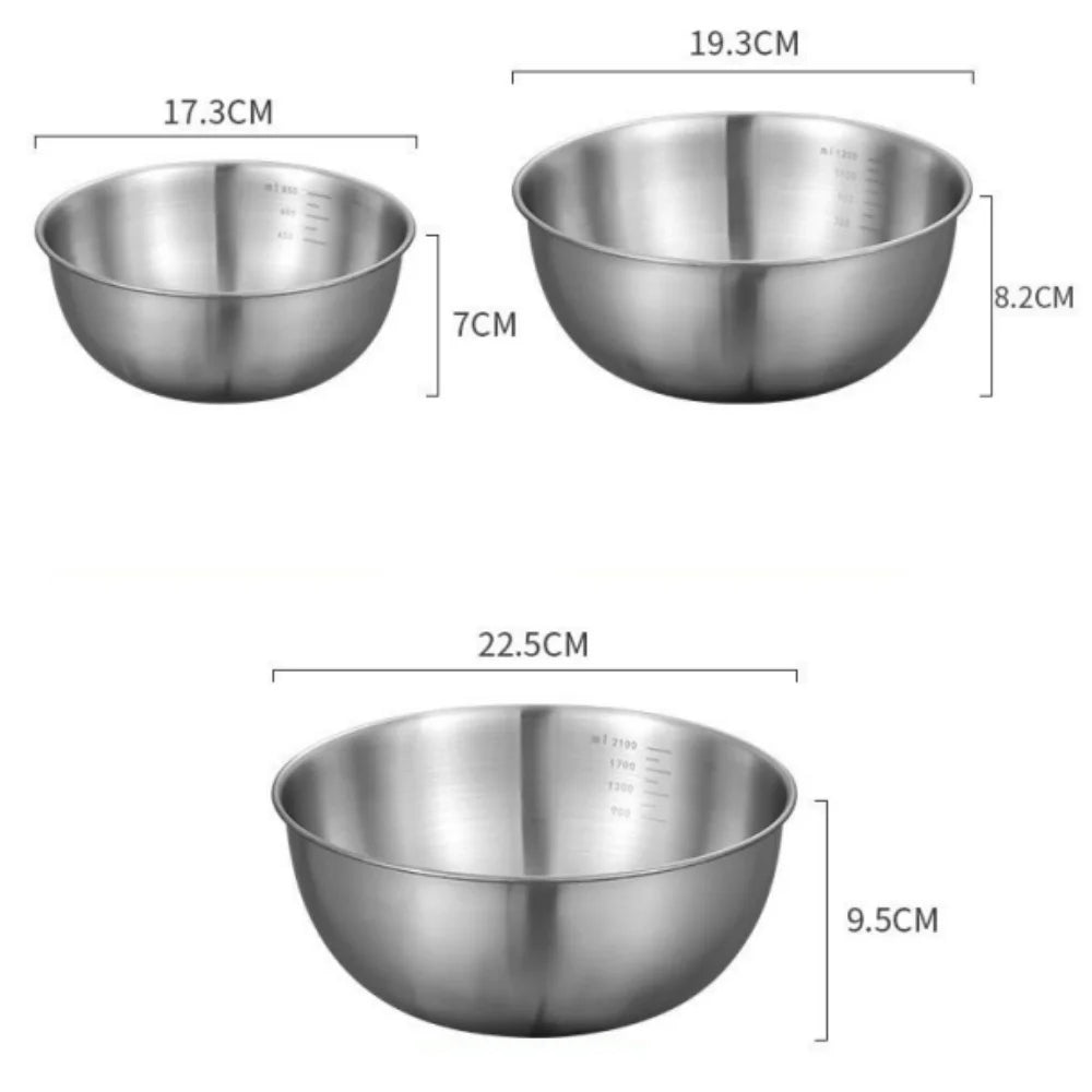 Color: Pink - 1-3 Stainless Steel Bowl Set With Scale For Cooking Baking Food Storage Large Capacity Mixing Bowls For Home Kitchen Essentials