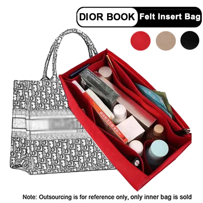 Color: Black, Size: M - Felt Cloth Insert Bag Fits Book Tote Makeup Handbag Organizer Travel Inner Purse Cosmetic Bag Mommy Bag Fit Onthego Tote