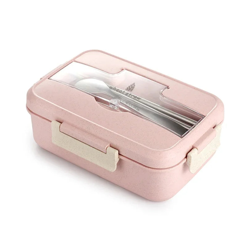 Color: Green, Ships From: China - Microwave Lunch Box Wheat Straw Dinnerware With Spoon Chopsticks Food Storage Container Children Kids School Office Bento Box