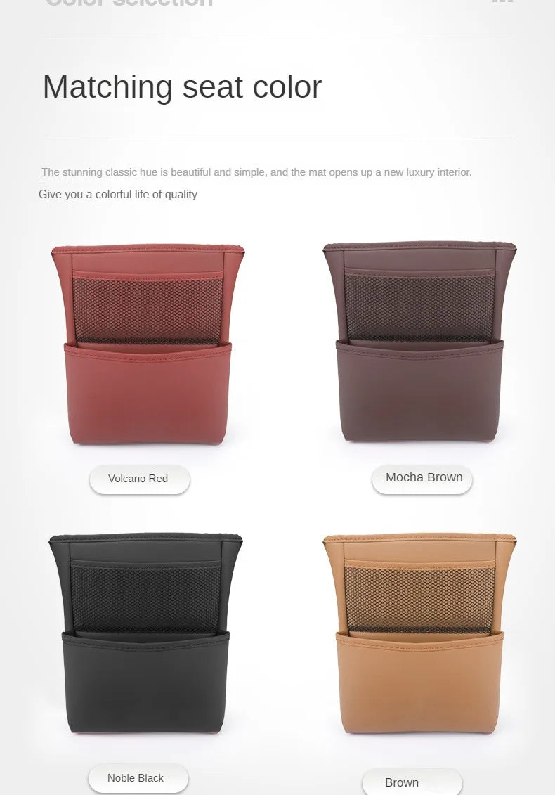 Color Name: Gold - Car Handbag Holder Between Seats Mutifuntional Leather Auto Seat Middle Storage Bag Hanging Tissue Box Phone Cup Map Organizer