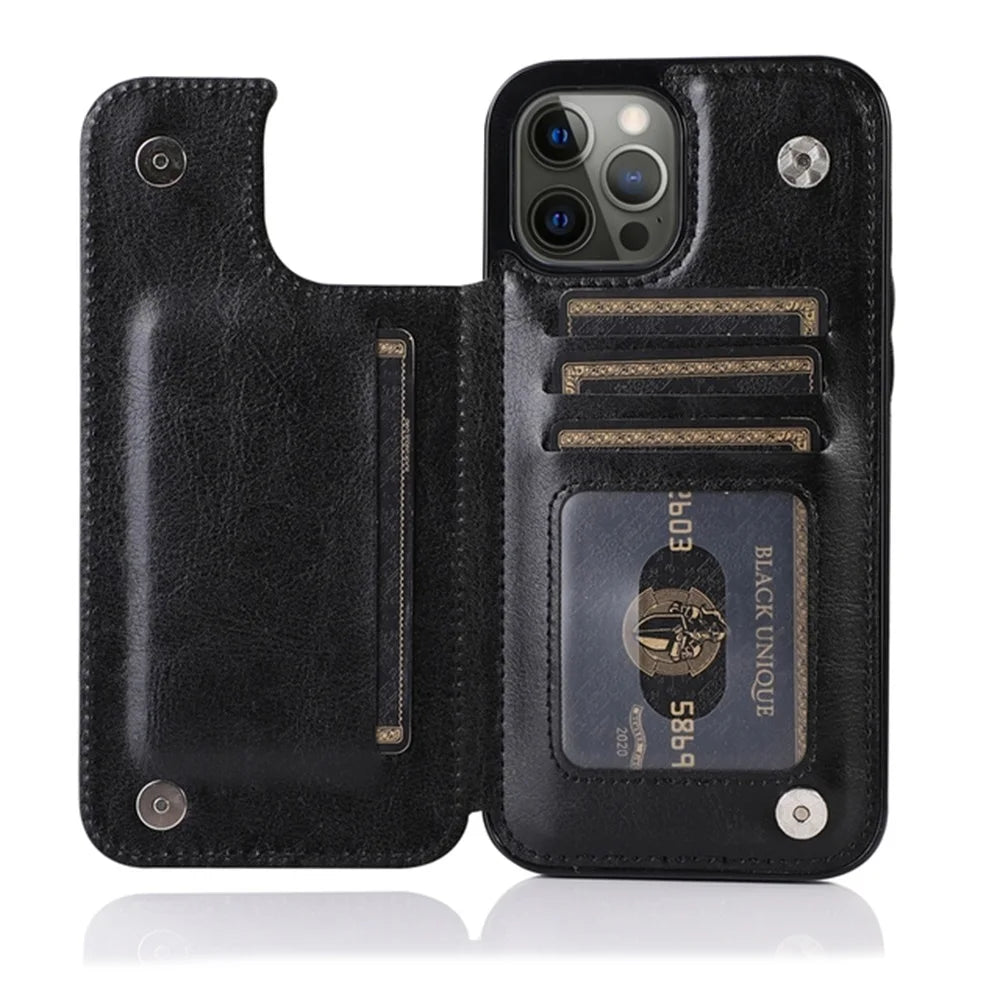 Material: Polyester, Color: Black - Leather Wallet Case For Iphone 15 14 13 12 11 Pro Max Mini Wallet Case Xr X Xs Max 8 7 6s 6 Plus Se 2022 2020 Card Holder Flip