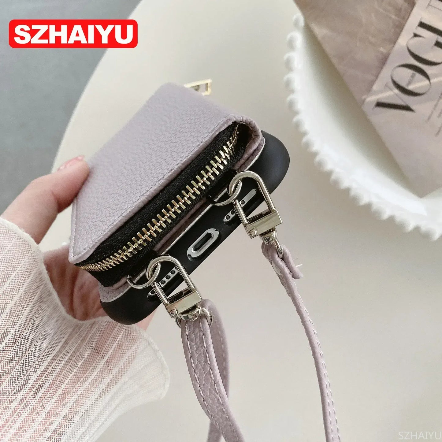 Material: Tpu, Color: Green - Zipper Wallet Phone Case For Iphone 16 15 14 13 12 Mini 11 Pro Xs Max X Plus Card Slot Holder Crossbody Lanyard Leather Cover