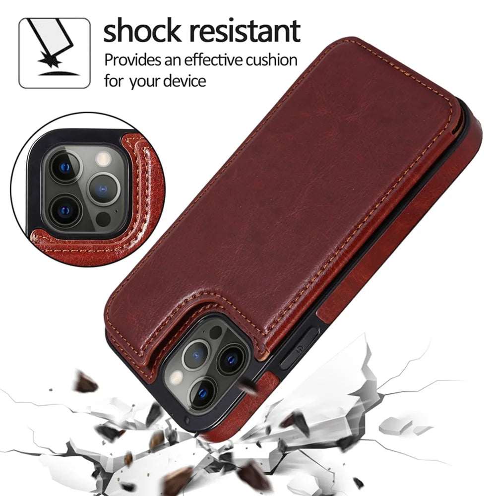 Material: Pe, Color: Pink - Leather Wallet Case For Iphone 15 14 13 12 11 Pro Max Mini Wallet Case Xr X Xs Max 8 7 6s 6 Plus Se 2022 2020 Card Holder Flip