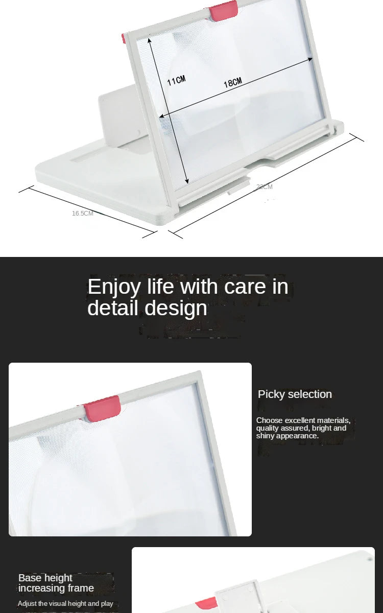 Color: Black, Magnification: 5x - 10 Inch Mobile Phone Screen Magnifier Pull-out Creative Stretch 3d Mobile Phone Magnifying Glass Stand Folding Phone Holder