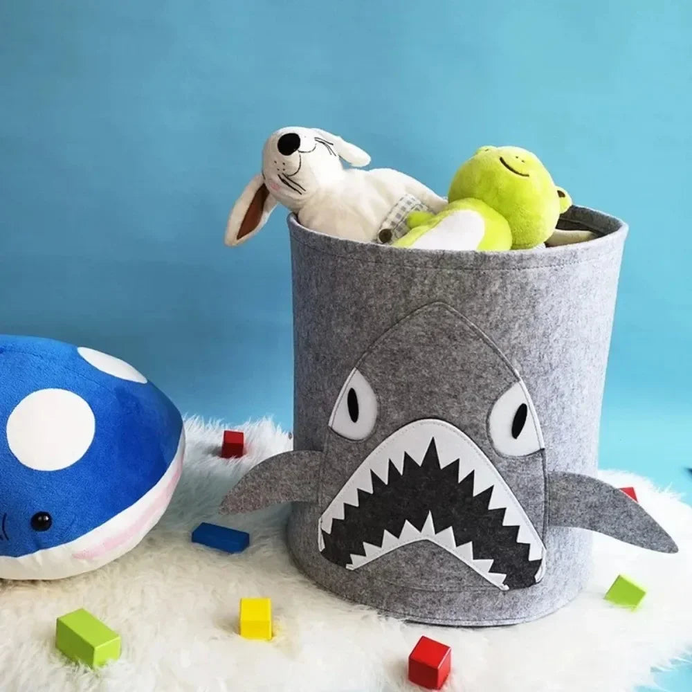 Color: Dark Khaki - Cartoon Storage Basket Washable Dirty Clothes Basket Foldable Children's Toy Clothes Storage Bucket Home Storage Laundry Basket