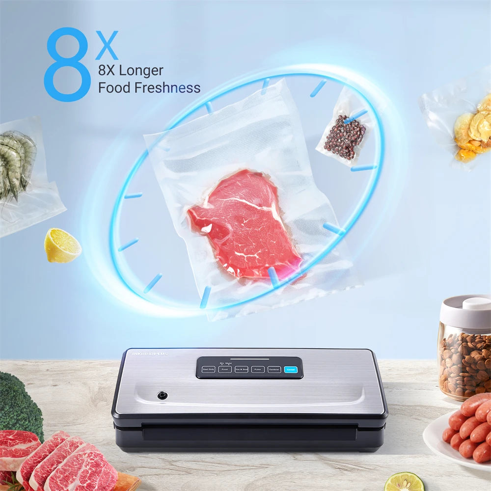 Color: Red, Ships From: China - Inkbird Ink-vs02 Vacuum Sealer Packaging Machine For Food Storage Household Vacuum Food Packer Sous Vide Vacuum Bag Rolls