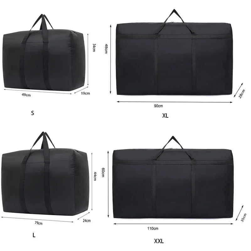Color: Orange - Super Large Capacity Travel Duffel Bag Foldable Luggage Travel Bag Waterproof Polyester Organizer Cloth Quilt Storage Bag