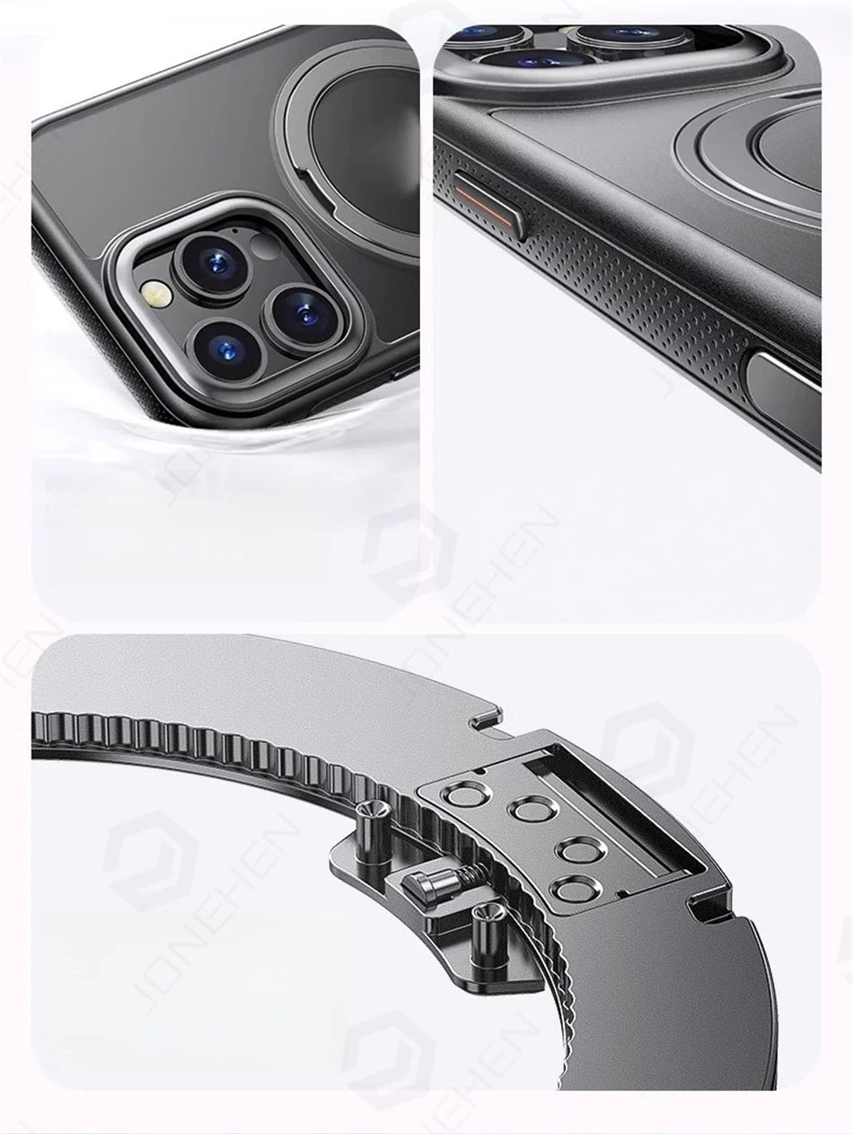 Color: Blue, Material: Pvc - 360?° Rotation Ring Stand Magnetic Case For Iphone 13 14 15 16 17 Pro Max 16e Matte Military Shockproof Armor Cover For Magsafe