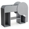 Montessori Bookshelf With Elephant Shape 3-tier Toddler Toy Storage Organizer-grey