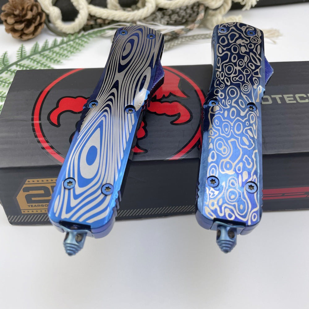 Blue Titanium Feather Pattern Zinc-aluminum Alloy Outdoor Handle Accessory