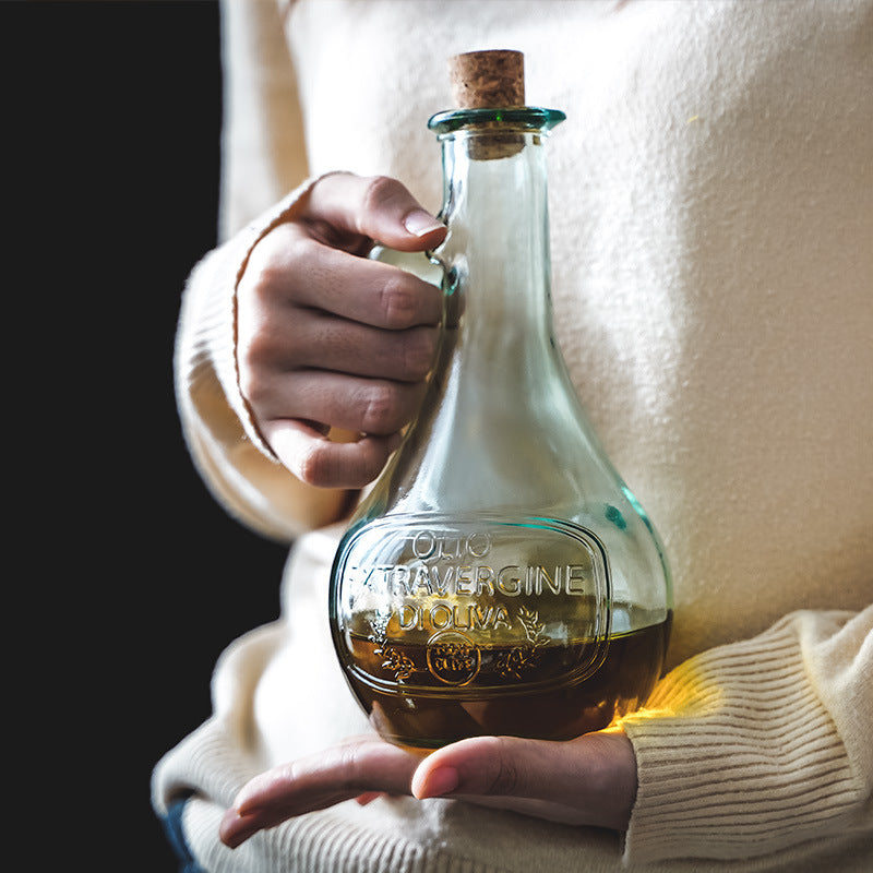 Style: Letter Large Oil Can - Thickened Glass Oil Can, Cork Sealing Tape, Seasoning Pot, Kitchen Storage Soy Sauce Bottle