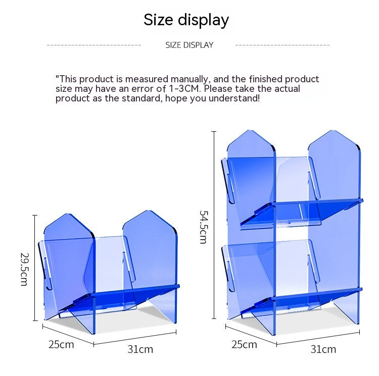 Color: Translucent Blue Single Layer - Transparent Bookshelf Acrylic Storage Rack