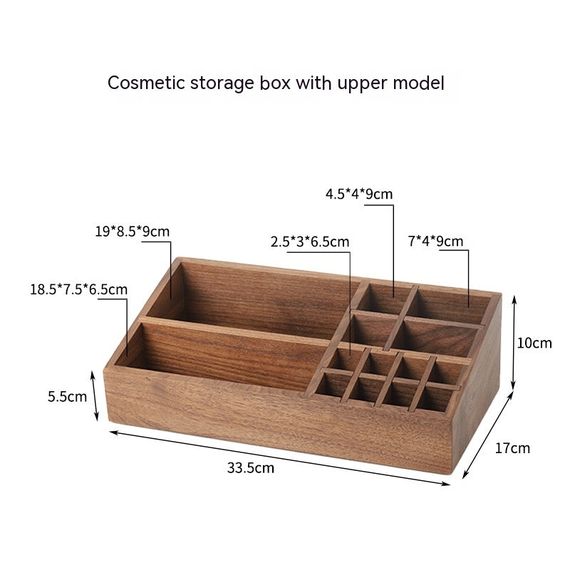 Format: Storage Box Upper Layer - Solid Wood Cosmetics Storage Box Organizing Makeup Brush Drawer Rack
