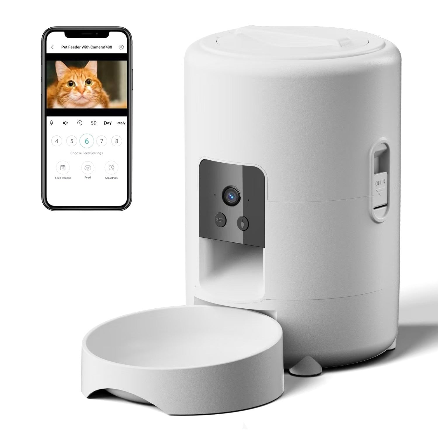 Color: White, Power Supply: Uk - Pet Smart Feeder 2l Dog Food Dispenser