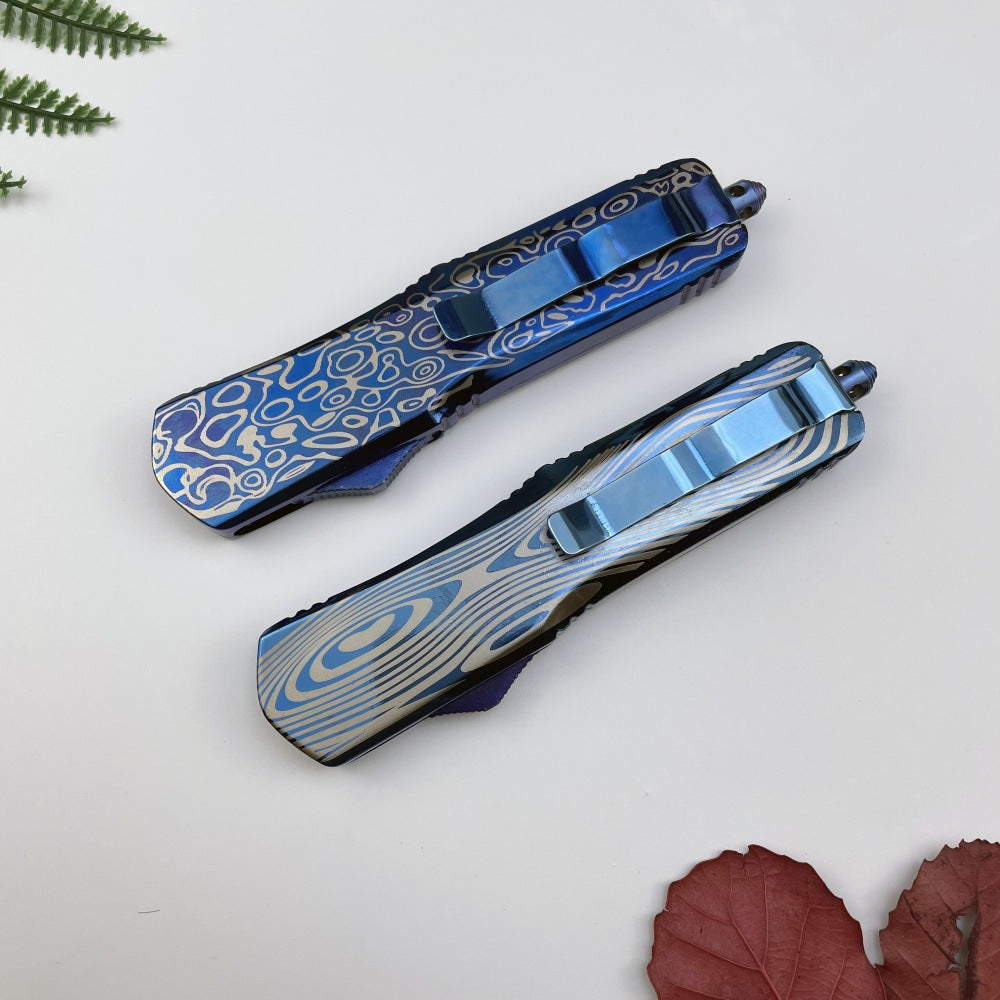 Blue Titanium Feather Pattern Zinc-aluminum Alloy Outdoor Handle Accessory