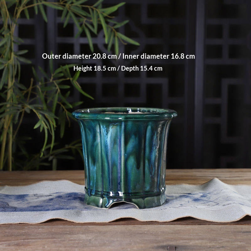Style: Style 13 - Handmade Ceramic Glazed Basins For Flower Pots Bonsai Green Plants Potted And Outdoor Planters