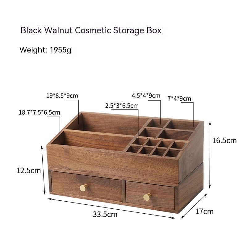 Format: Storage Box Upper Layer - Solid Wood Cosmetics Storage Box Organizing Makeup Brush Drawer Rack