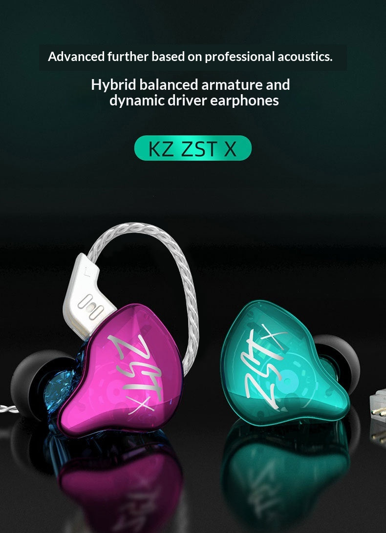 Color: Dazzling Green Standard - Hybrid Dynamicbalanced Armature In-ear Noise-canceling Music Headphones With Microphone