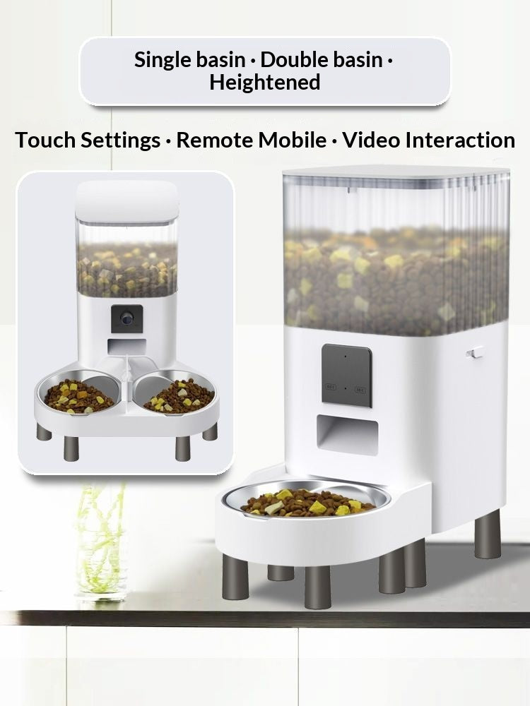 Color: Standard Visible Model, Specifications: Double Pots - Remote Pet Feeder With Scheduled Feeding And Monitoring Features