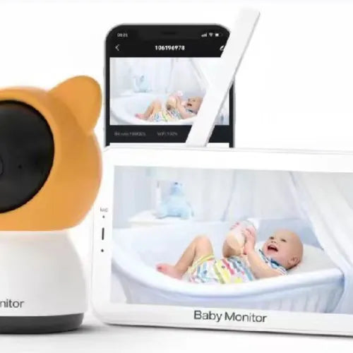 Format: B5 European Standard, Color: Yellow - 5-inch Hd Baby Monitor Wireless