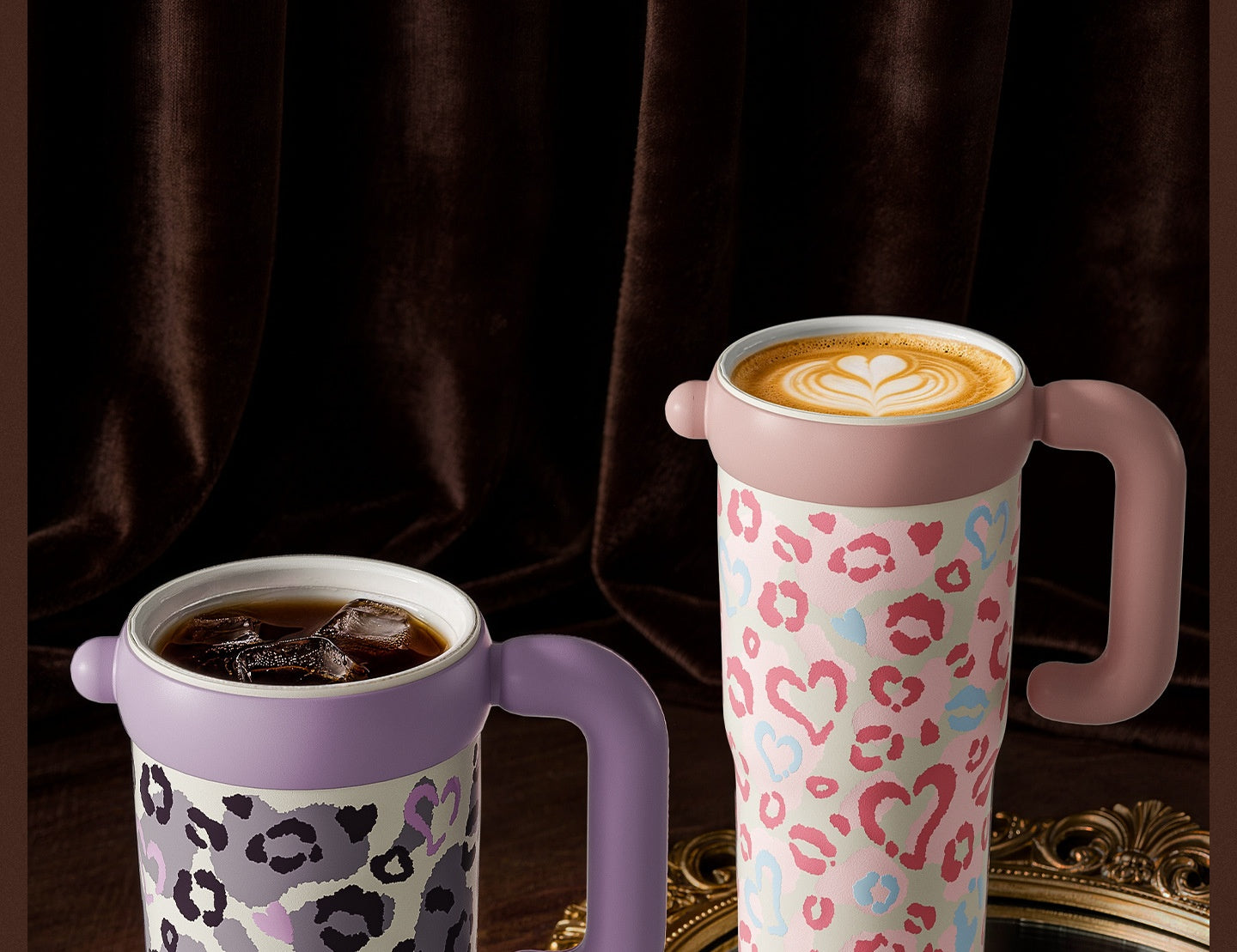 Style: Pink, Specifications: Add Cleaning Tools - Household Item Leopard-print Straw Water Cup