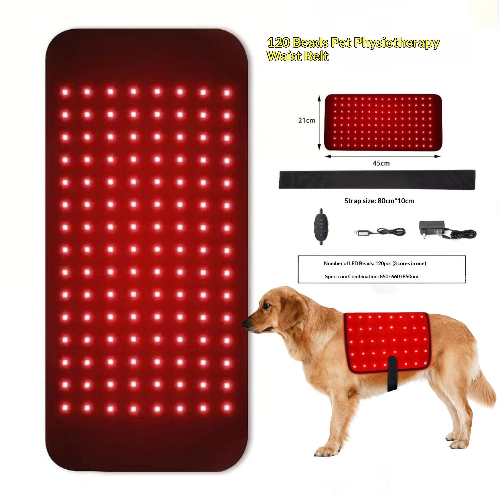 Power Supply: Uk, Size: Small - Full-body Infrared Therapy Blanket For Pets Red Light Lumbar Belt For Senior Dogs And Cats