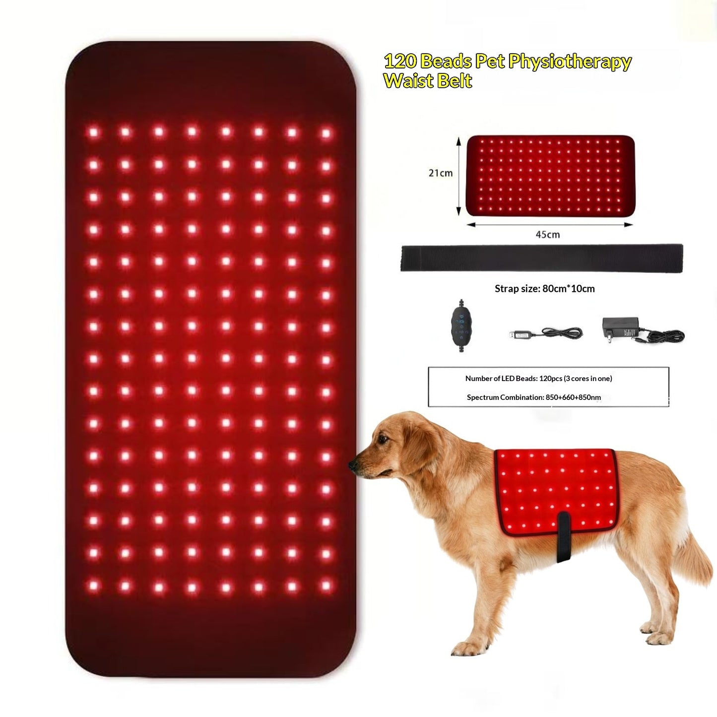 Power Supply: Us, Size: Small - Full-body Infrared Therapy Blanket For Pets Red Light Lumbar Belt For Senior Dogs And Cats