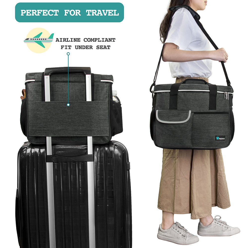 Pet Supply Travel Bag Set Weekend Tote Dog Gear Food Carrier Accessory Organizer