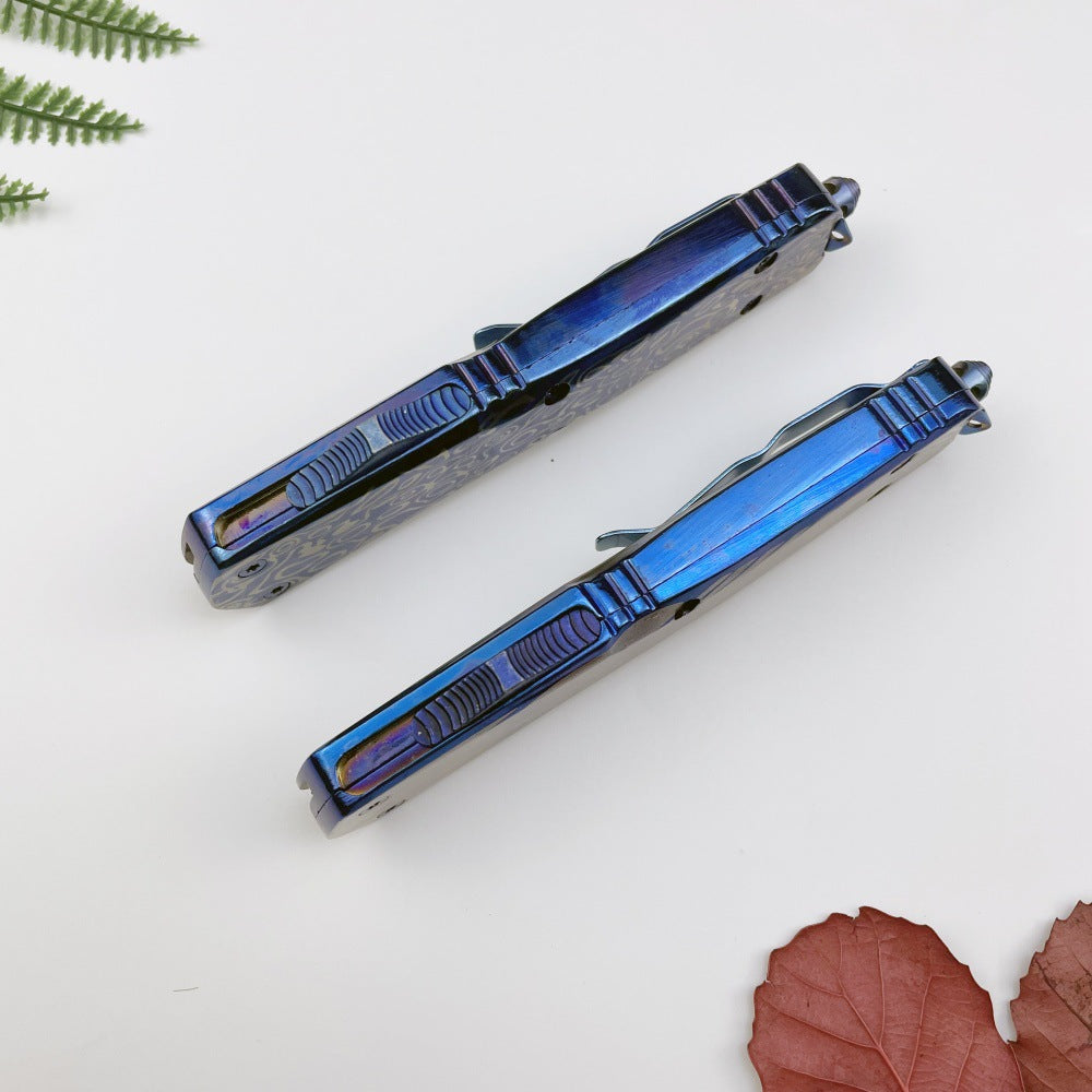 Blue Titanium Feather Pattern Zinc-aluminum Alloy Outdoor Handle Accessory