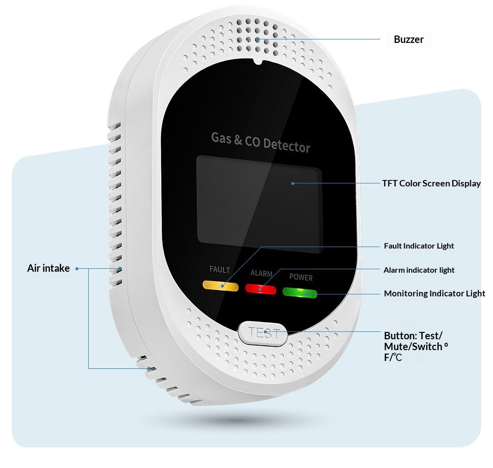Specifications: 01 Model, Power Supply: Uk - Carbon Monoxide Detector For Home And Rv Four-in-onemeasures Temperature Humidity And Gas